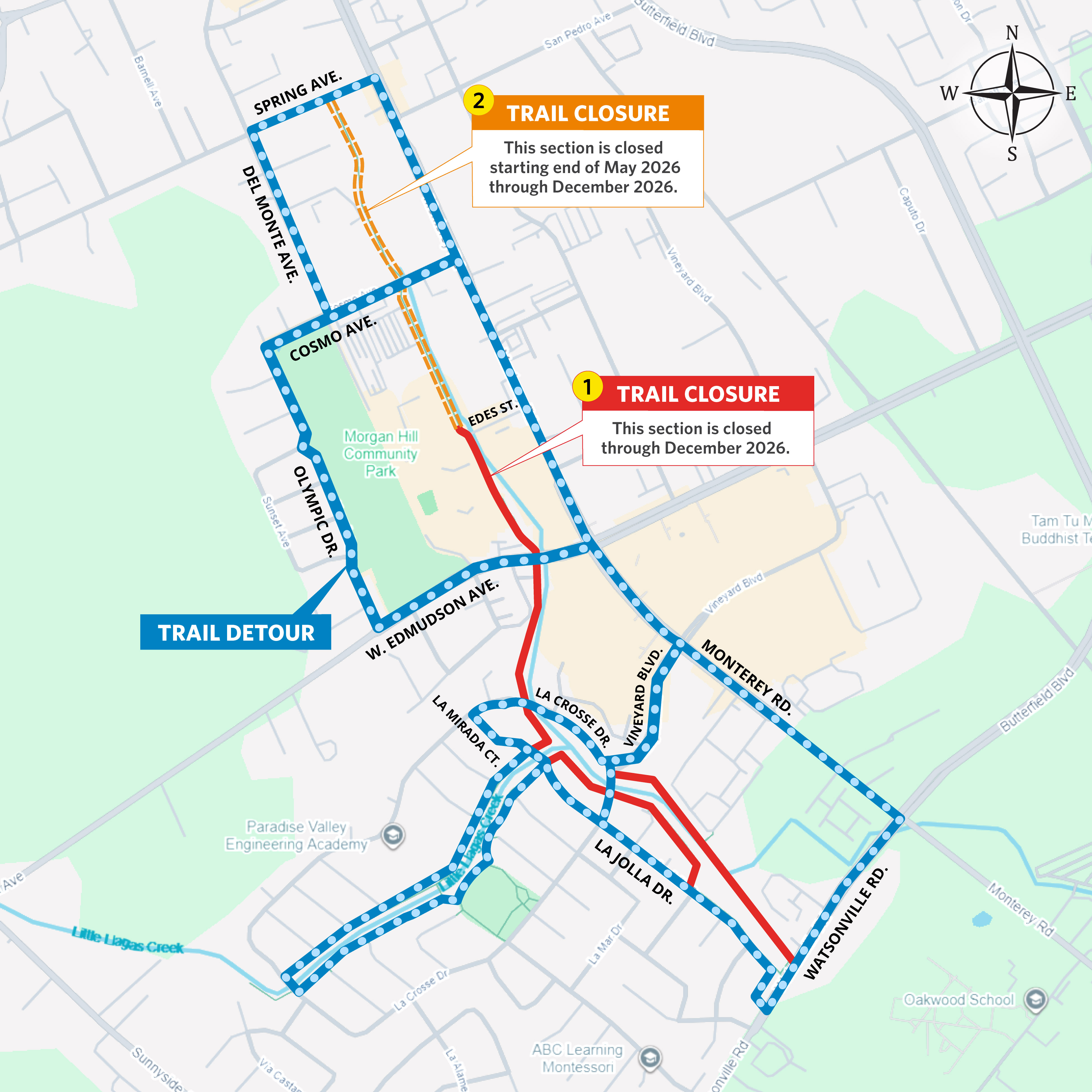 E6 map trail detour April2026