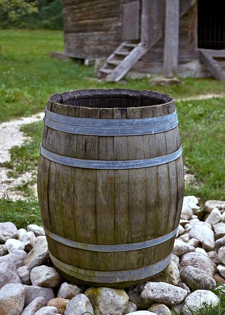 oak barrel outside