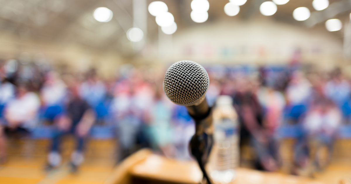 Microphone at a townhall meeting