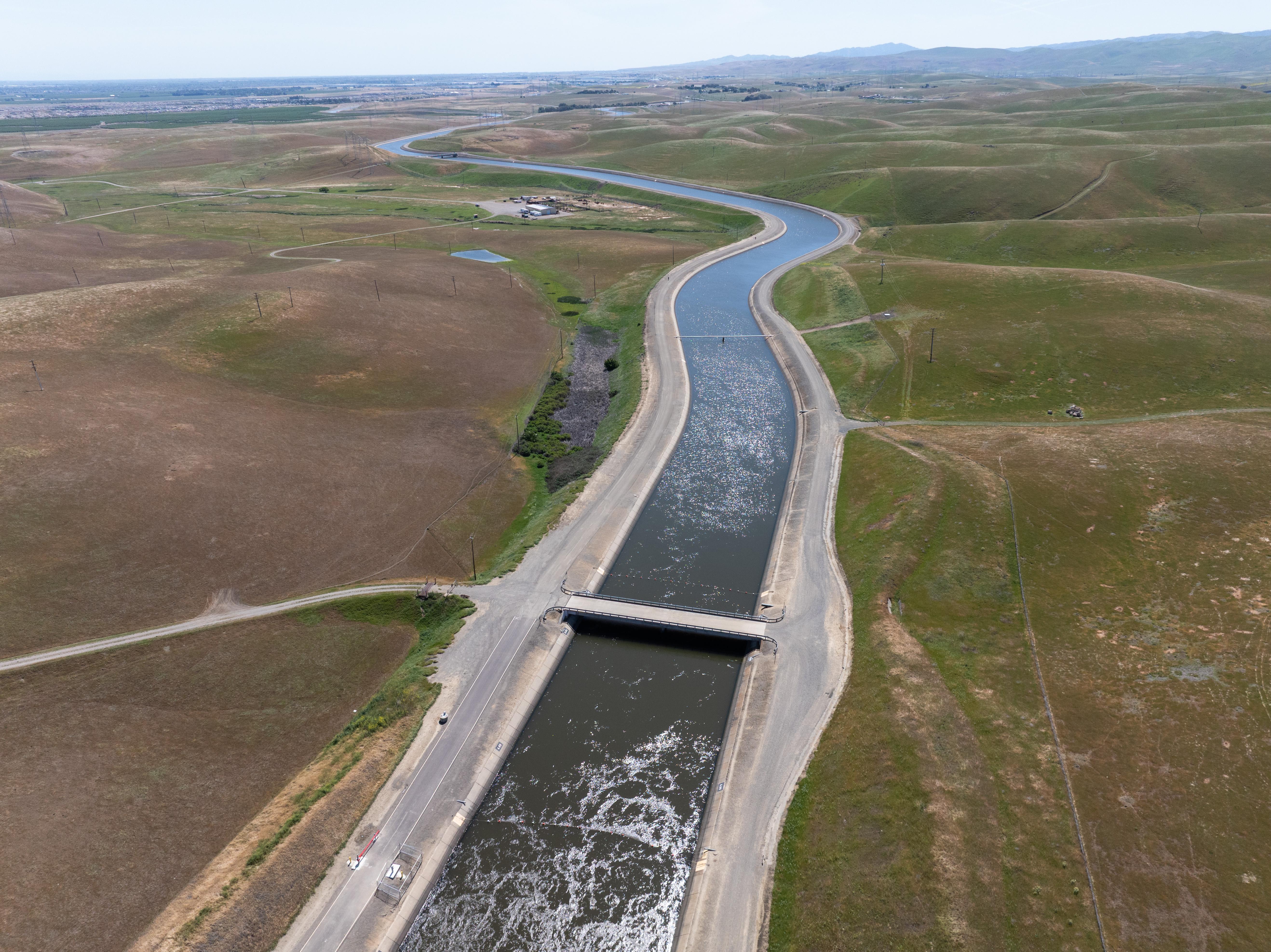 Drone view of the California Aqueduct
