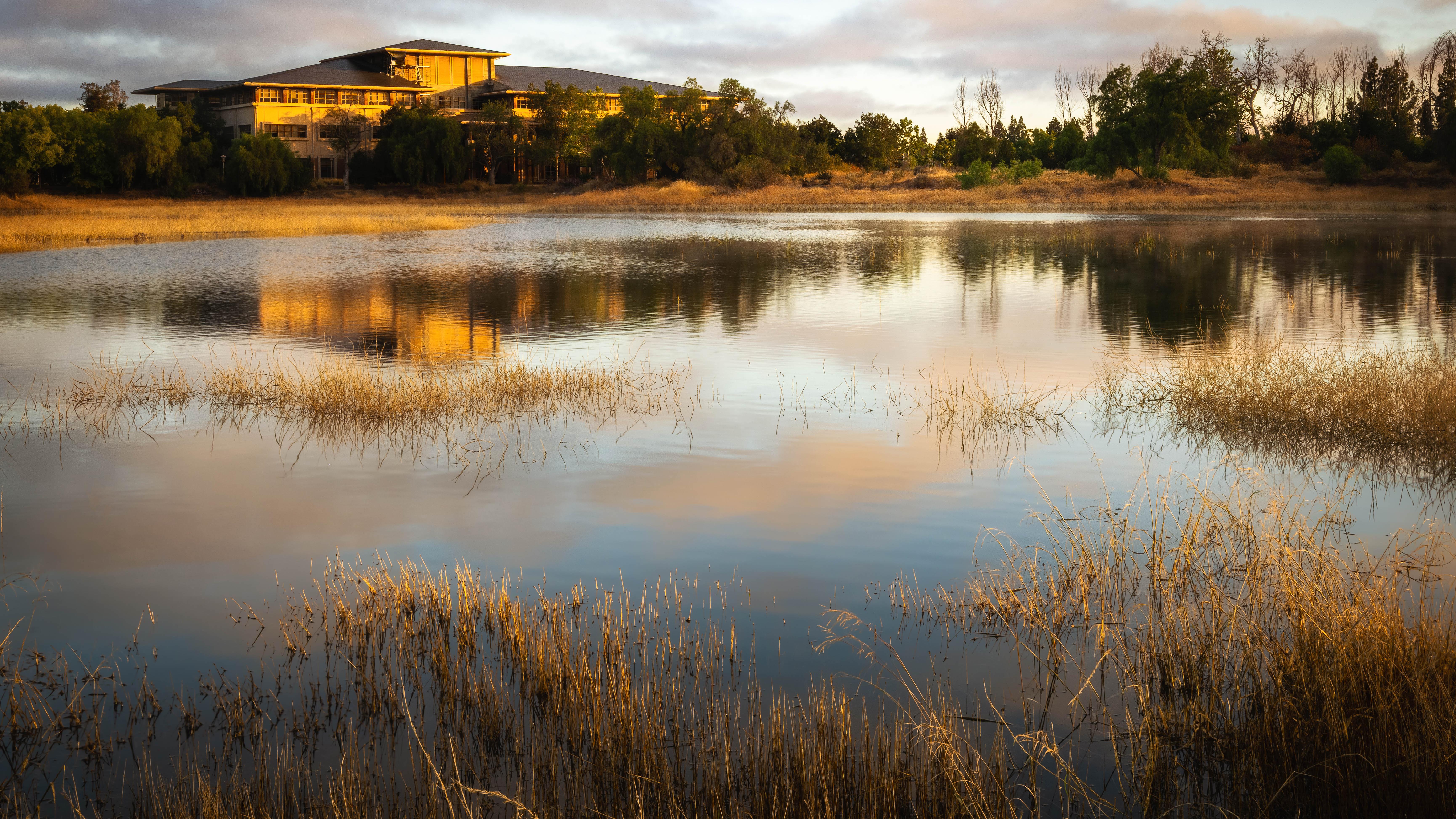 Valley Water headquarters building at sunset