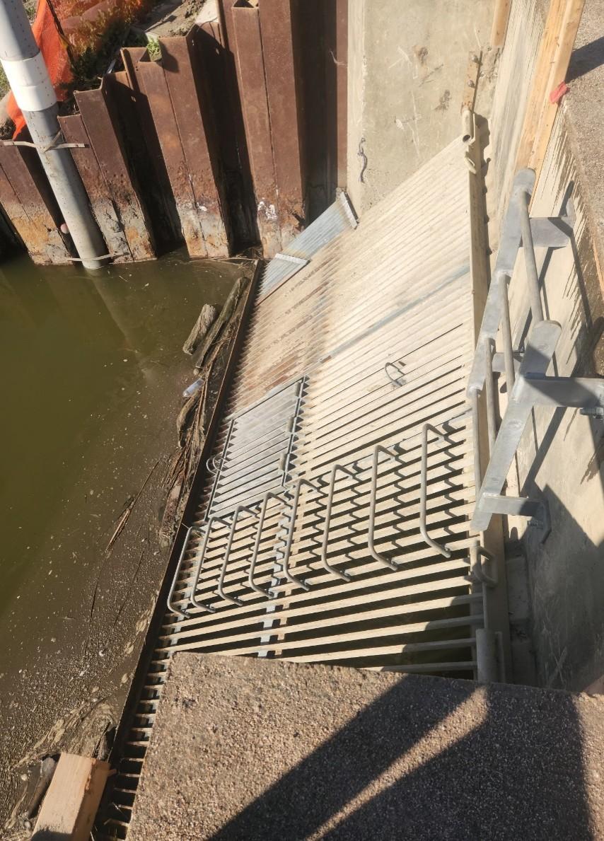 The update also included a modified trash rack that features maintenance access and ladder rungs for easier access.