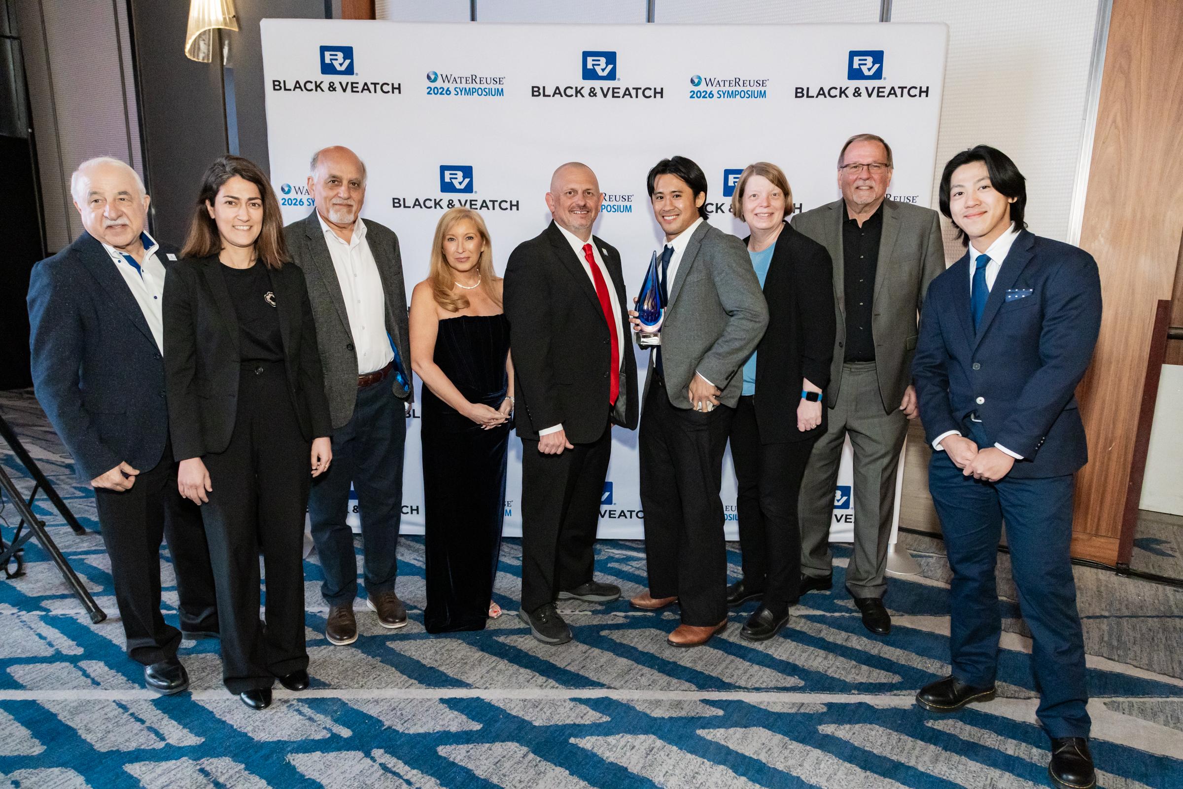 From left to right: Mark Millan, Data Instincts, Nastaran Basiri, Valley Water, Hossein Ashktorab, Valley Water  Beverly Stinson, AECOM  John Kmiec, WateReuse Association  Brandon Adriano, Valley Water  Kirsten Struve, Valley Water  Dave Tucker, Valley Water  Jimmy Qiu, Valley Water