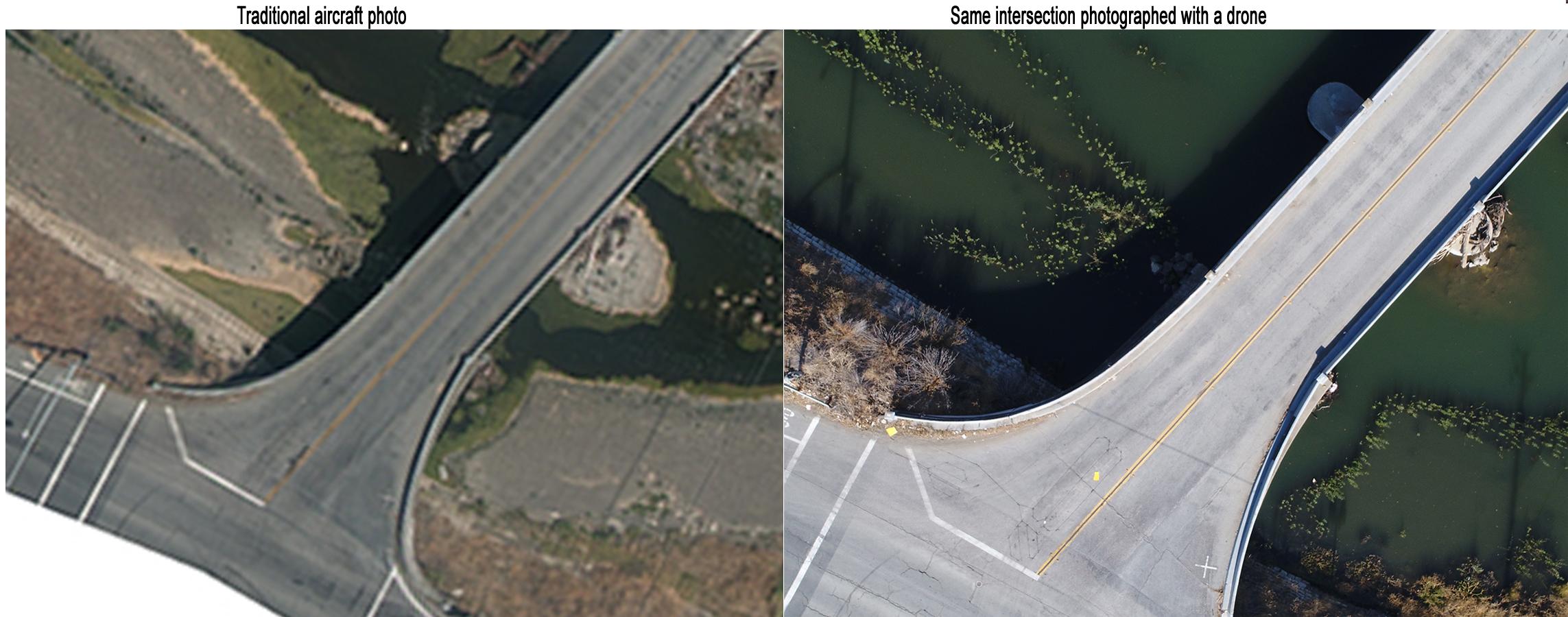 Comparison of traditional aircraft photo vs drone photo