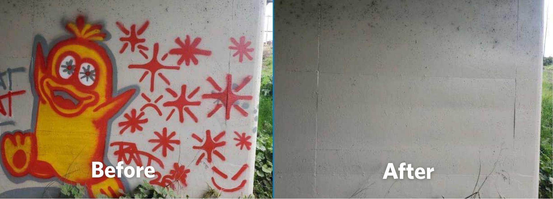 Graffiti before and after