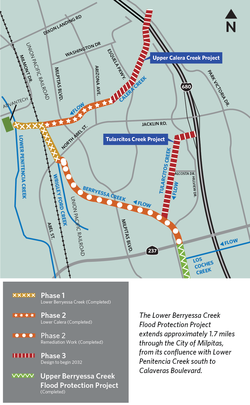 Map of Upper Calera Creek Project and Tularcitos Creek Project